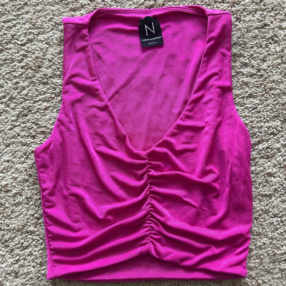 Pink Ruched Women's Top Naked Wardrobe